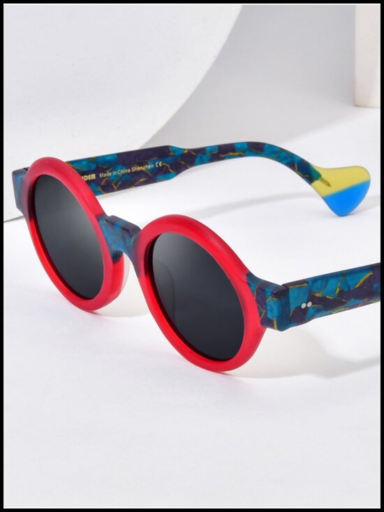 Matte Acetate Vintage Retro Round Polarized Sunglasses for Women main image 5